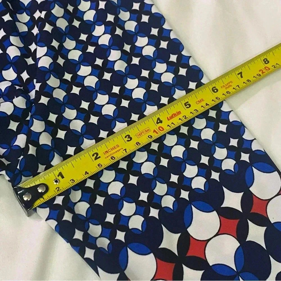 Max Studio women half sleeve geometric dress with collar blue white red size  M - Picture 8 of 9